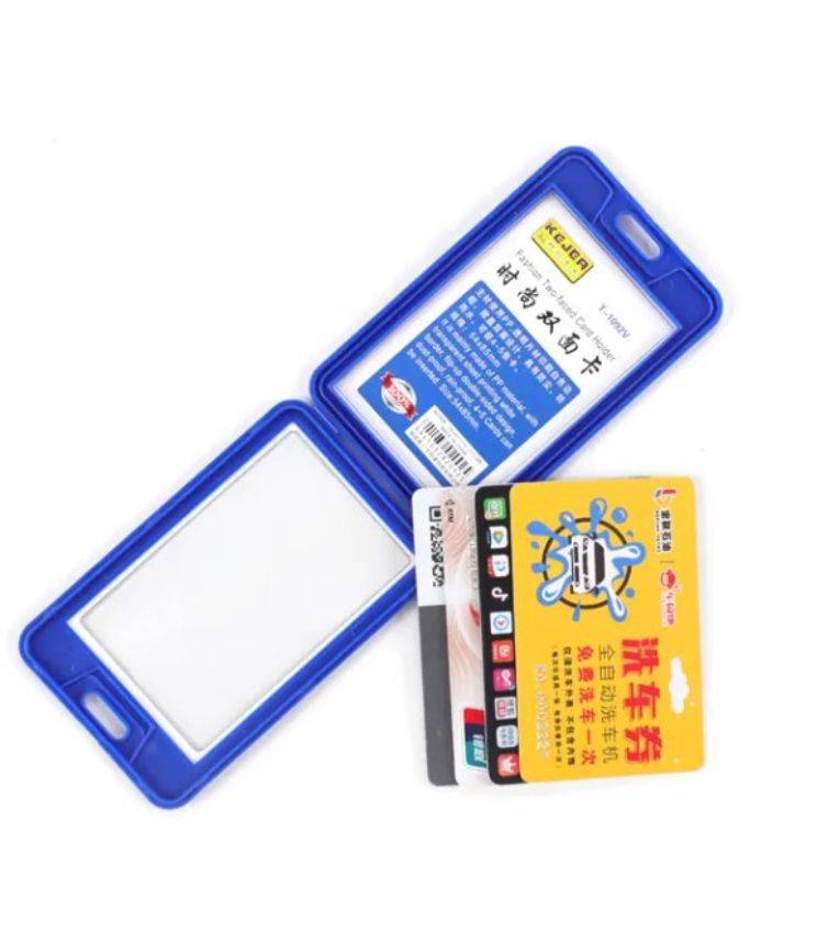 (74x105 mm) 10 Porte-Badges professionnel de travail en plastique Bleu